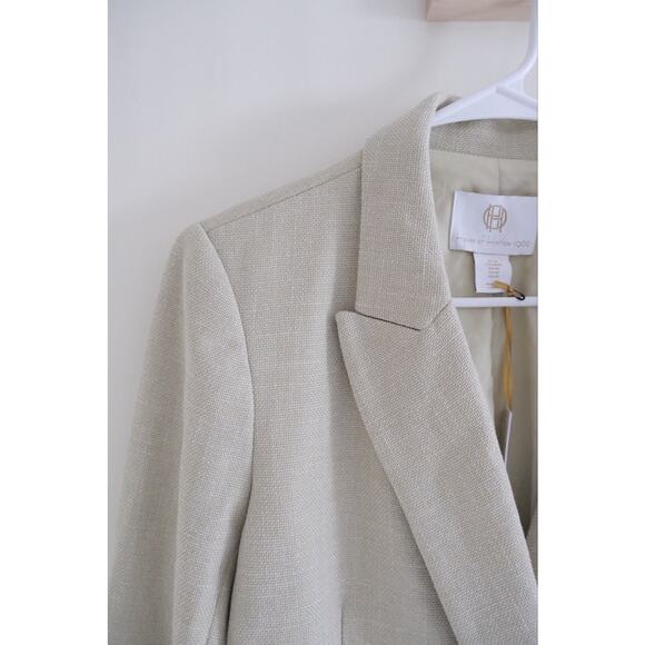 House of Harlow 1960 Blazer Womens M Light Green Woven Tweed Jacket NWT - Picture 2 of 8